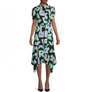 Karl Lagerfeld PARIS Women's Letter Print Belted Midi Dress Size 10 NWT